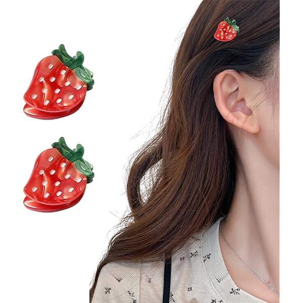 Newベビーヘアクリップ　いちご　ハンドメイド　ヘアピン　ヘアゴム Newベビーヘアクリップ いちご ハンドメイド ヘアピン ヘアゴム